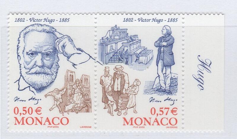Francobolli Monaco Anno 2002 Bicentenario della nascita di Victor Hugo