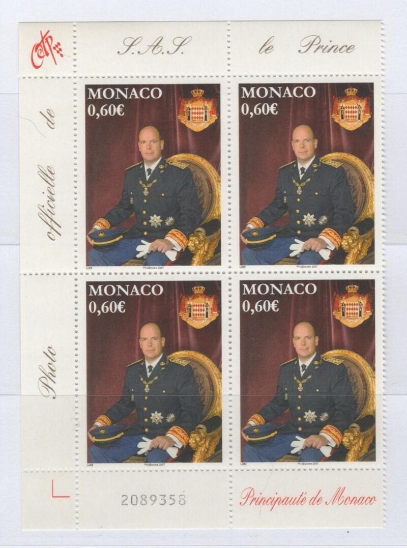 Francobollo Monaco Anno 2006 Principe Alberto II di Monaco - Quartina d'angolo