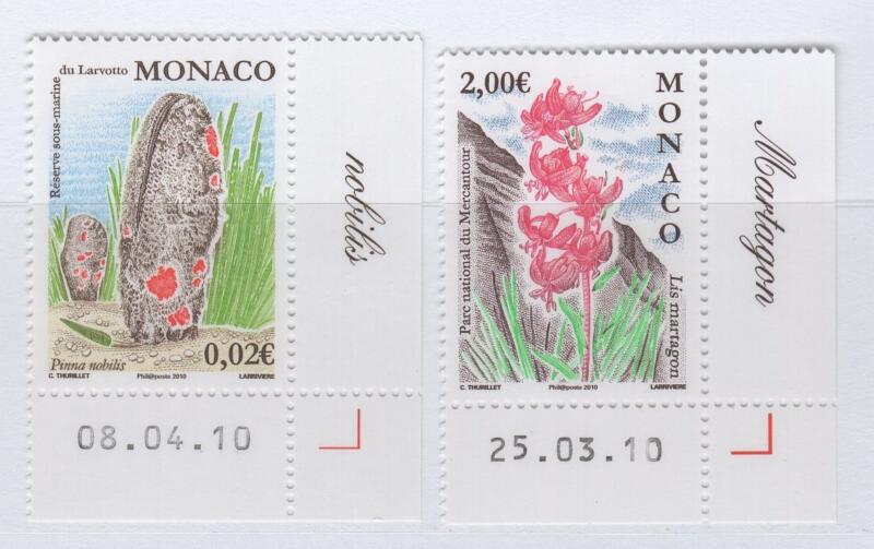 Francobolli Monaco Anno 2010 Protezione della natura Flora e fauna