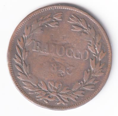 Moneta Stato Pontificio Anno 1843 Baiocco GREGORIVS XVI PONT. MAX. A. XII R