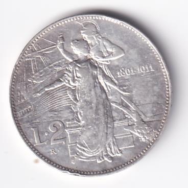 Moneta Regno d'Italia VITTORIO EMANUELE III RE D’ITALIA 1861 – 1911 Lire 2