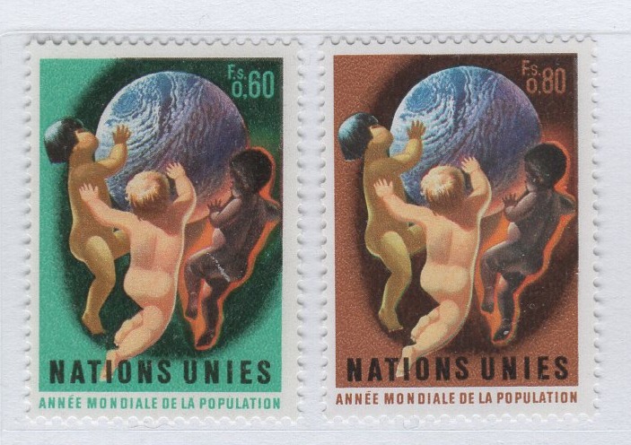Francobolli Nazioni Unite - ONU Ufficio di Ginevra Anno 1974 Anno mondiale della popolazione