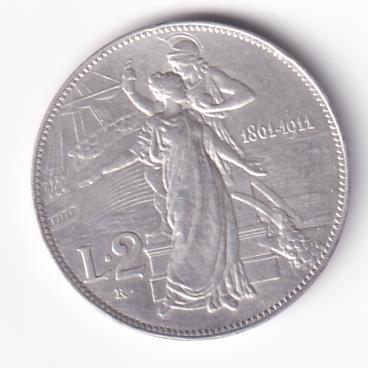 Moneta Regno d'Italia VITTORIO EMANUELE III RE D’ITALIA 1861 – 1911 Lire 2