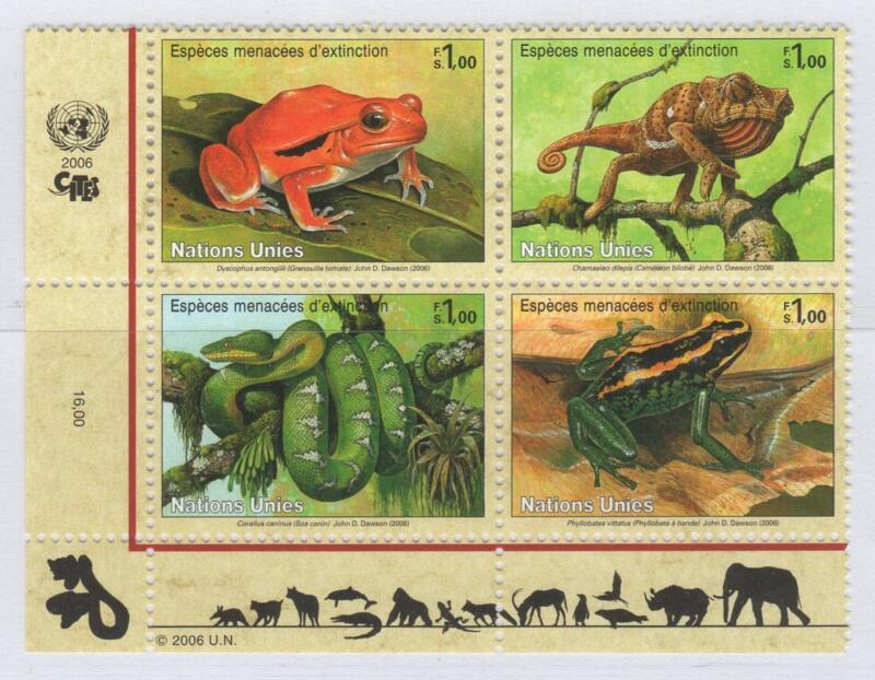 Francobolli Nazioni Unite - ONU Ufficio di Ginevra Anno 2006 Protezione della natura Fauna in pericolo di estinzione 14esima serie