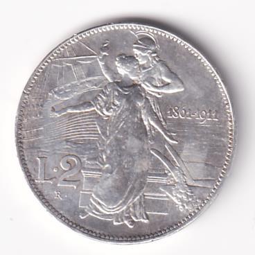 Moneta Regno d'Italia VITTORIO EMANUELE III RE D’ITALIA 1861 – 1911 Lire 2