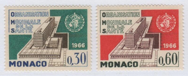 Francobolli Monaco Anno 1966 Inaugurazione dell'OMS di Ginevra