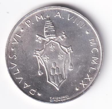 Moneta Stato Della Città del Vaticano Lire 500 PAVLVS VI PONT. MAX. AN. VIII