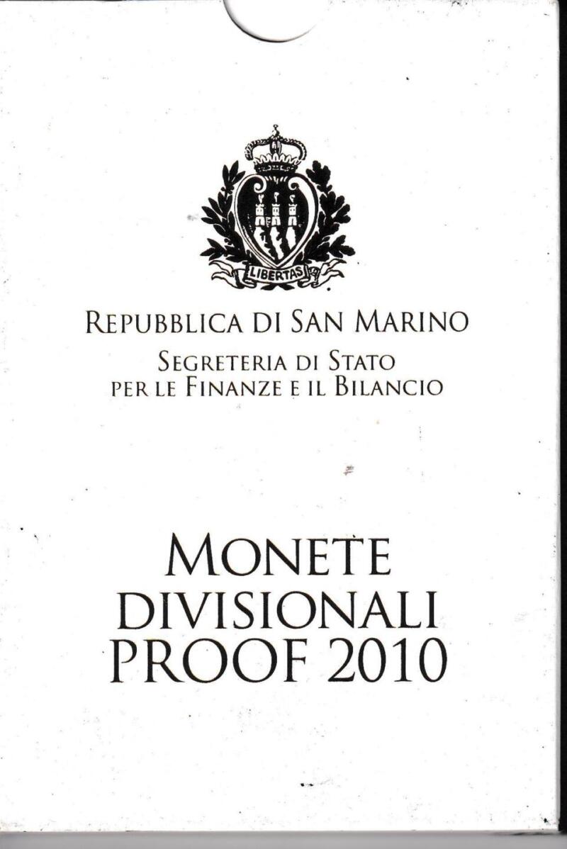 Monete San Marino Anno 2010 Serie divisionale Fondo specchio - Proof