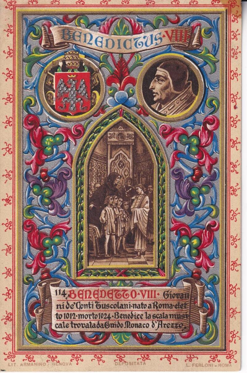 Cartolina d'epoca Serie dedicata a Sua Santità Papa Pio X e da Lui Benedetta Roma ottobre 1903 - 114 Benedetto VIII