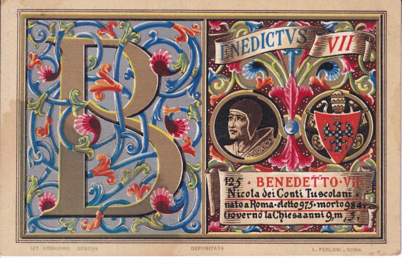 Cartolina d'epoca Serie dedicata a Sua Santità Papa Pio X e da Lui Benedetta Roma ottobre 1903 - 125 Benedetto VII