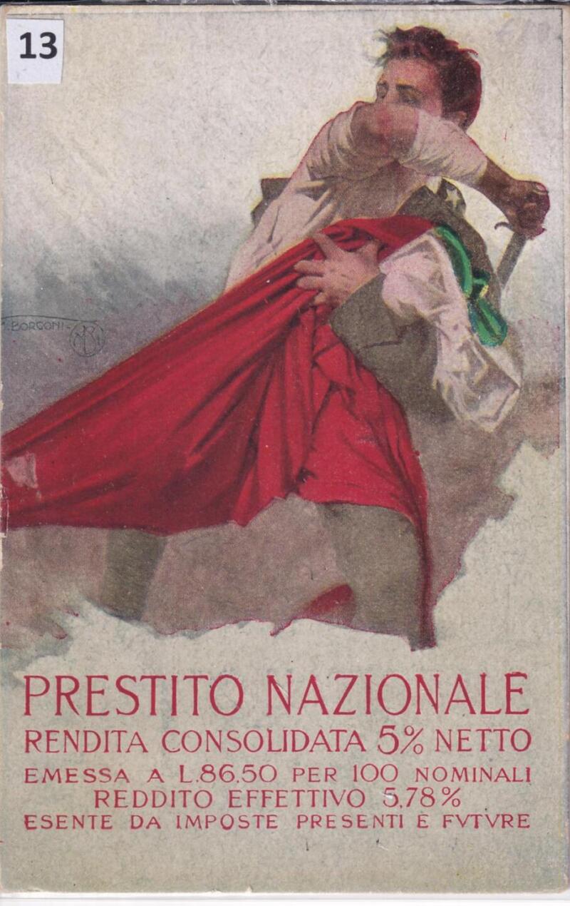 Cartolina d'epoca a soggetto militare Prestito Nazionale