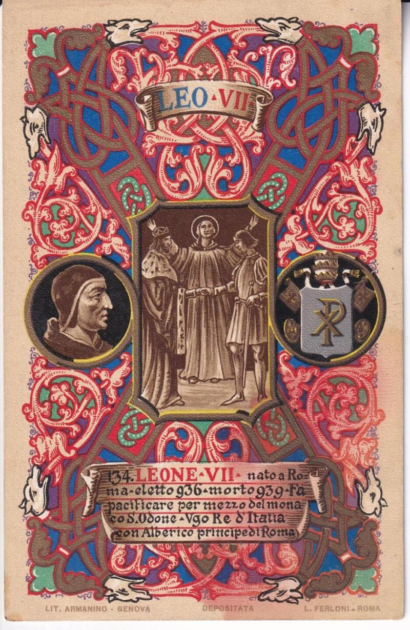 Cartolina d'epoca Serie dedicata a Sua Santità Papa Pio X e da Lui Benedetta Roma ottobre 1903 - 134 Leone VII