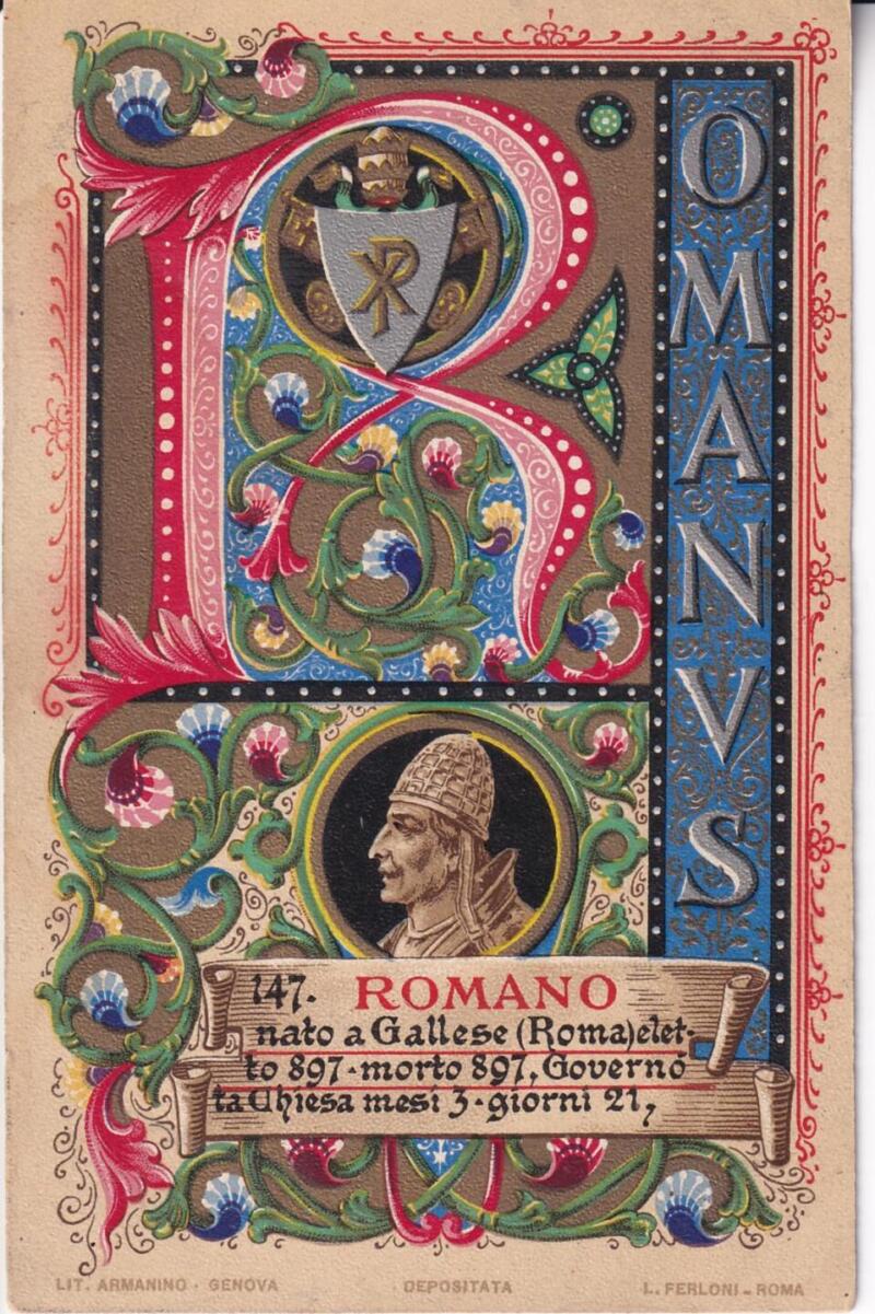 Cartolina d'epoca Serie dedicata a Sua Santità Papa Pio X e da Lui Benedetta Roma ottobre 1903 - 147 Romano