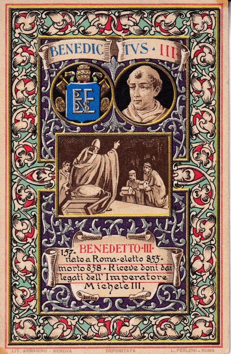 Cartolina d'epoca Serie dedicata a Sua Santità Papa Pio X e da Lui Benedetta Roma ottobre 1903 - 157 Benedetto III