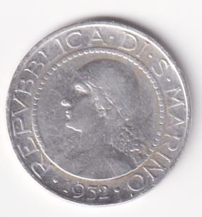 Moneta FORTIS. IN. TEMPERANTIA L. 5 - REPUBBLICA DI S. MARINO 1932
