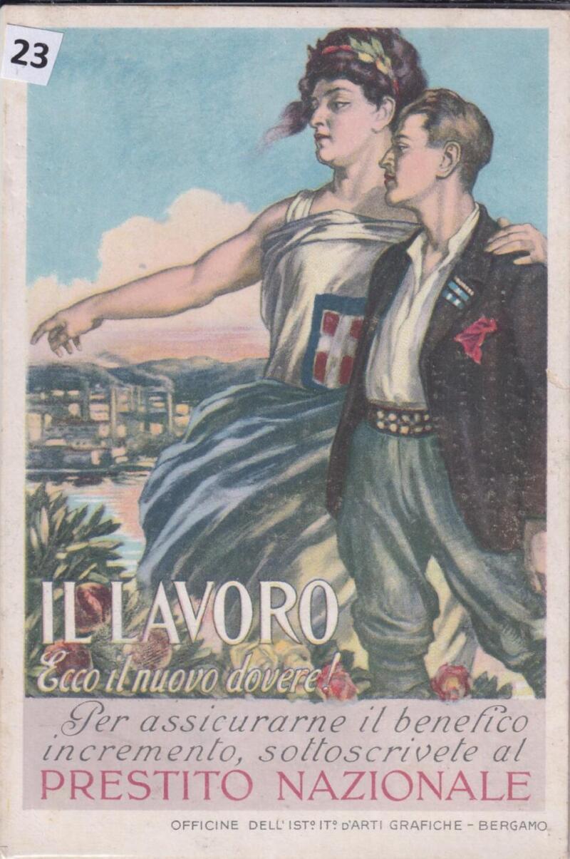 Cartolina d'epoca a soggetto militare Prestito Nazionale