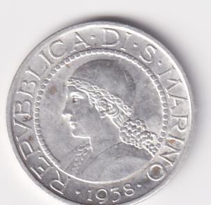 Moneta FORTIS. IN. TEMPERANTIA L. 5 - REPUBBLICA DI S. MARINO 1938