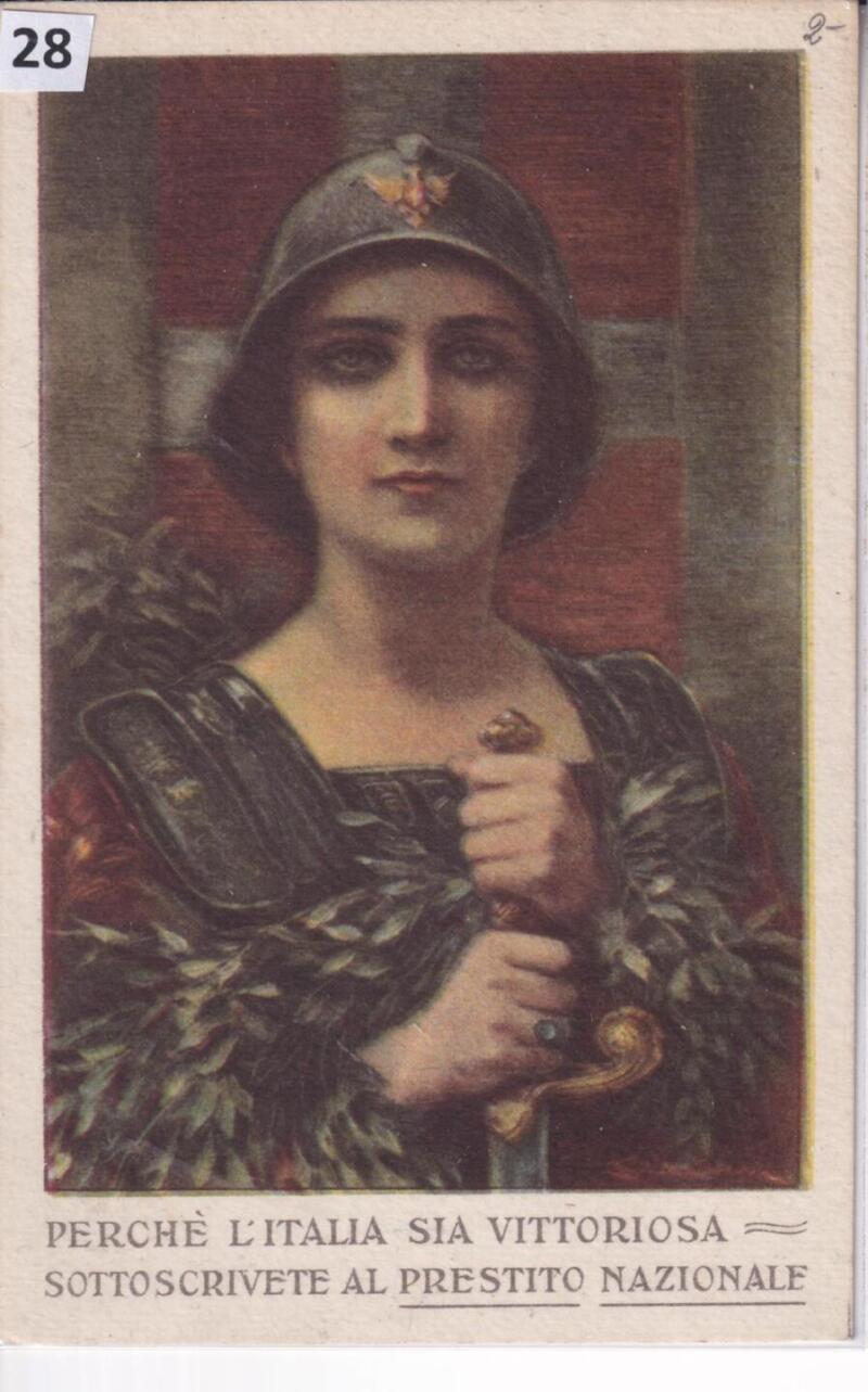 Cartolina d'epoca a soggetto militare Perchè l'Italia sia vittoriosa sottoscrivete al Prestito Nazionale