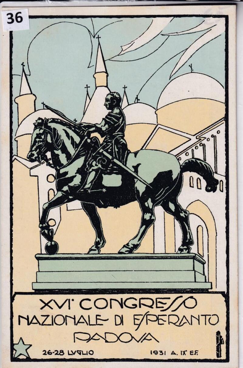Cartolina d'epoca pubblicitaria XVI Congresso Nazionale di Esperanto Padova 26-28 luglio 1931 A. IX E.F.