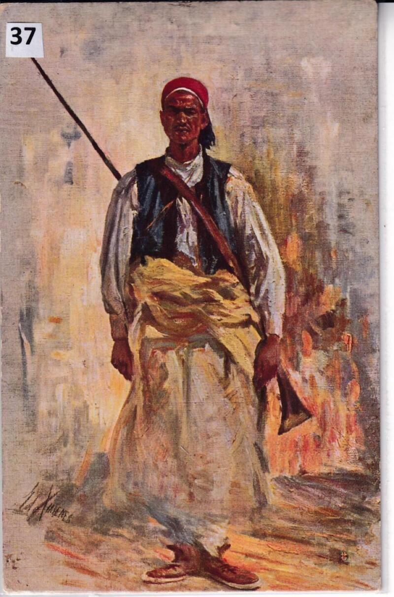Cartolina d'epoca a soggetto militare Tipi Libici