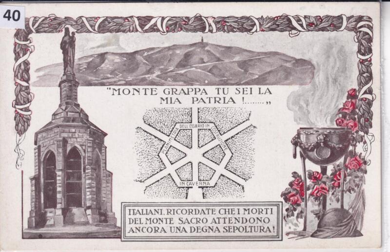Cartolina d'epoca a soggetto militare Monte Grappa Tu sei la mia Patria!...