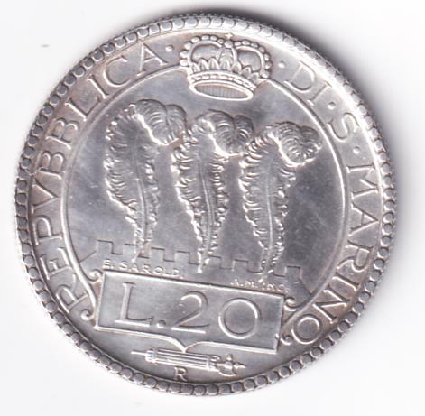 Moneta REPUBBLICA DI S. MARINO L. 20 - SALVAM. FAC. REMPUBLICAM. TUAM. 1935