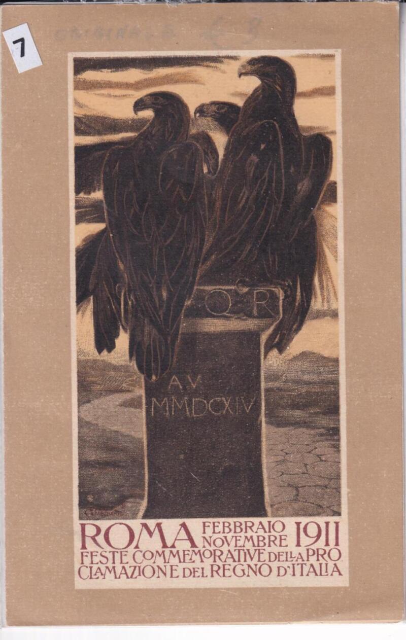 Cartolina d'epoca a soggetto militare Roma febbraio novembre 1911 Feste commemorative della proclamazione del Regno d'Italia