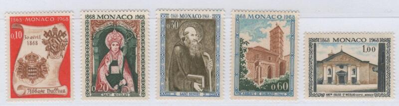 Francobolli Monaco Anno 1968 Centenario dell'Abbazia Nullius Diocesis di Monaco