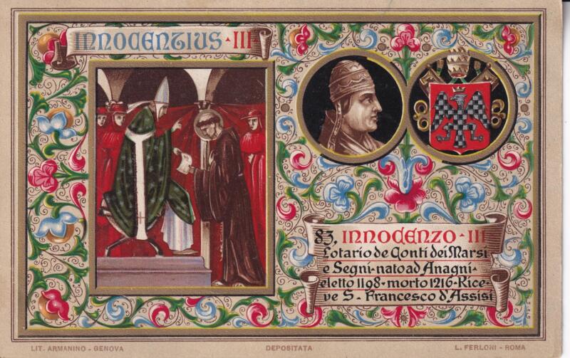 Cartolina d'epoca Serie dedicata a Sua Santità Papa Pio X e da Lui Benedetta Roma ottobre 1903 - 83 Innocenzo III