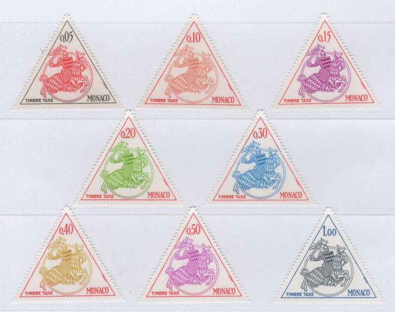 Francobolli Monaco Anno 1980 Segnatasse Cavaliere in armatura Triangolari